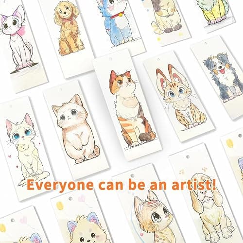 COIPLAY 648 Color Blocks Watercolor Paint Set, 52-Bookmarks, 3 Brushes, Silicone Cup, Meow/Bark Coloring Books, for All Ages, All in One Art Supplies, Birthday Gift, Christmas Gift, Gift for Adults Craft kit thumbnail 5