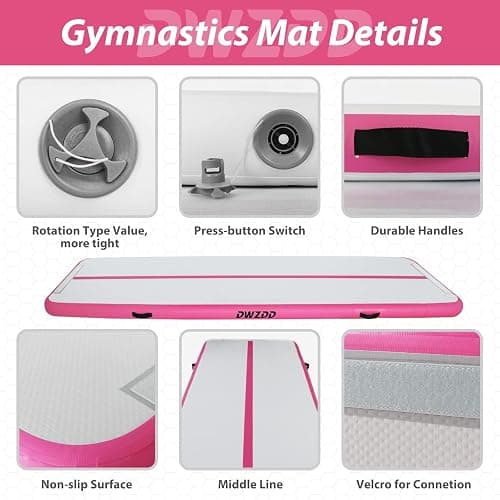 Dwzdd Gymnastics Air Mat 10ft/13ft/16ft/20ft Tumbling Mat Inflatable Gymnastics Tumble Track for Home/Gym/Training/Cheerleading/Water with Electric Pump thumbnail 7