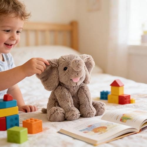 Hopearl Adorable Plush Calf Elephant Toy Floppy Elephish Ultra Soft Stuffed Animal Gift for Boys Girls Kids Toddlers, Gray, 9'' thumbnail 8