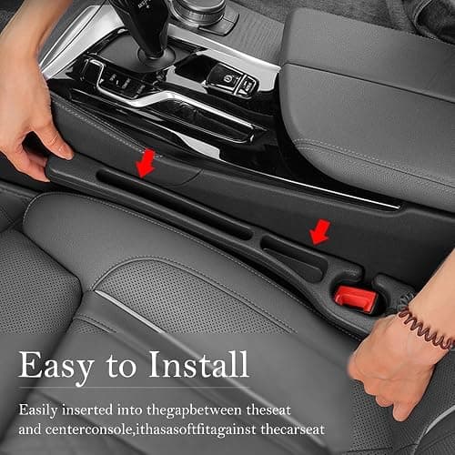 CGYISOL Car Seat Gap Filler 2-Pack, Universal Car Seat Gap Filler Organizer, Seat Gap Plug – Fills Gap Between Seat & Console (Black) thumbnail 2