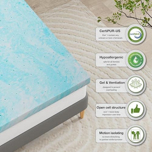 BedsPick Memory Foam Mattress Topper Twin XL 3 Inch Gel Infused Soft Single XL Foam Mattress Pad College Dorm Extra Long XL Twin Bed Topper thumbnail 3