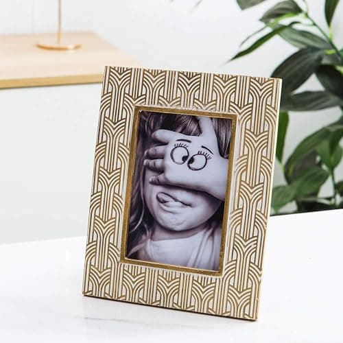 Kimdio 4x6 Picture Frame Resin Table Gold Photo Frames Rustic Frame with High Definition Glass for Wall or Tabletop Display thumbnail 5