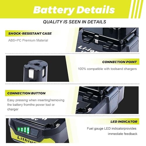 ULDERTRA 2-Pack 3.0Ah Replacement Batteries for Ryobi 18V Tools – Extended Power and Reliability thumbnail 5