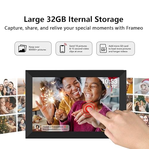 32GB FRAMEO 10.1 Inch Smart WiFi Digital Photo Frame 1280x800 IPS LCD Touch Screen, Auto-Rotate Portrait and Landscape, Built in 32GB Memory, Share Moments Instantly via Frameo App from Anywhere thumbnail 5