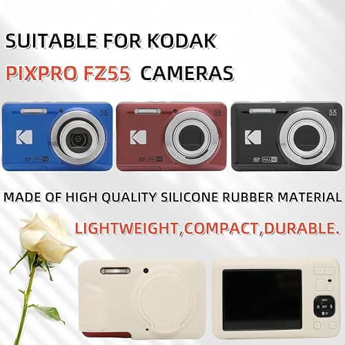 SZHSYJY Case for Kodak PIXPRO FZ55,FZ55 accessories,Soft Silicone Protective Case Removable Lens Cover,Comes with 2 Screen Protectors and 1 Wrist Strap. (Misty White) thumbnail 3