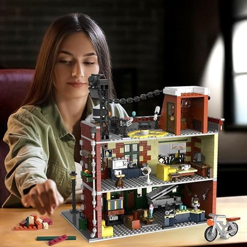INSOON Coffee House Building Set with Light, 1589 PCS City Cafe Shop Building Block Toy with Stage Street Lights, Architecture Construction Model for Adults Teens Kids Ages 10 11 12+ Boys Girls thumbnail 6