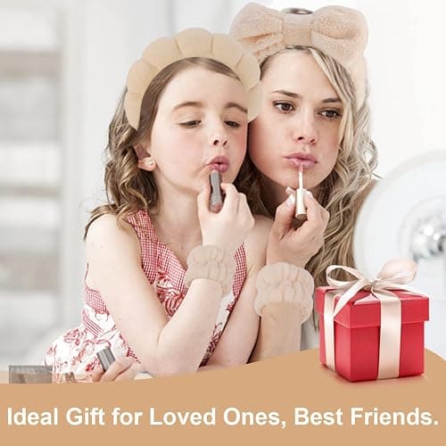 Canitor Spa Headband Wristband Set with Hair Clips Skincare Headbands for Washing Face Skin Care Puffy Makeup Headband Wrist Bands Preppy Teen Girl Gifts Cute Trendy Stuff Hair Accessories for Women thumbnail 4
