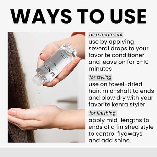 Kenra Moisturizing Oil | Lightweight Hydrating Oil | Absorbs Instantly | Multipurpose Oil For Treating, Styling, & Finishing | Provides Thermal Protection | All Hair Types thumbnail 5