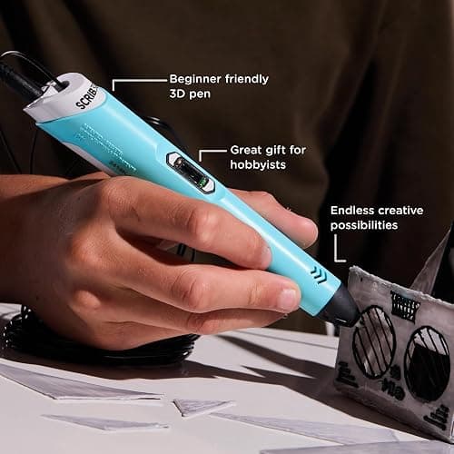 SCRIB3D P1 3D Printing Pen with Display - Includes 3D Pen, 3 Starter Colors of PLA Filament, Stencil Book + Project Guide, and Power Adapter thumbnail 3