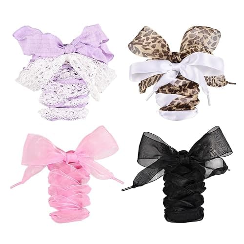 Naplings 6 Pairs Ribbon Shoe Laces for Women, Satin & Leopard Print Flat Laces 47"-55", Cute Replacement for Sneakers Canvas Shoes thumbnail 8