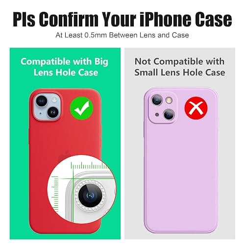 AGVEE 3+3 6 Pack for iPhone 14/14 Plus Camera Lens Protector Cover | Individual Bling Diamond & Bling Glitter Sparkle Cute Gem Metal Ring, 9H Tempered HD Glass thumbnail 3