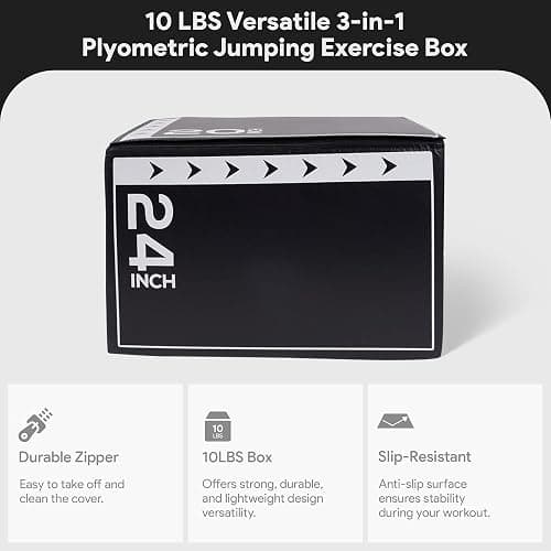 BalanceFrom 3-in-1 Foam Plyometric Jump Box for Home Gym with Multiple Height Options – Versatile Plyo with Non-Slip Surface for Strength, HIIT, Step-Ups, and Agility Training thumbnail 4