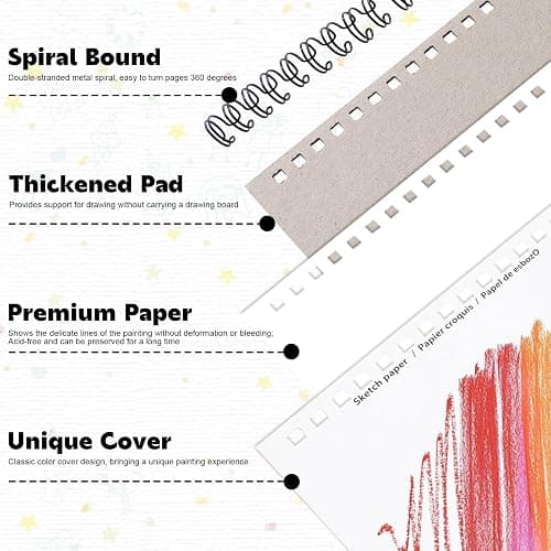 4 Pack A5 Sketch Books, 5.8 x 8.3 Inch Sketchbook, 68lb/100gsm Top Spiral Bound Sketch Pad, Acid Free Art Supplies Drawing Painting Sketching Paper for Woman Artists (30 Sheets Each) thumbnail 3