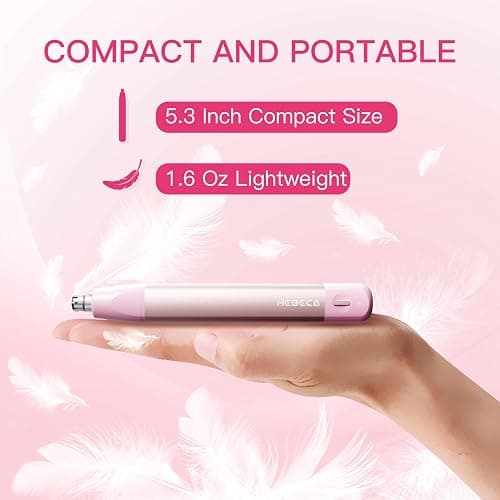 HEBECA Nose Hair Trimmer for Women 3in1 Facial Hair Removal Trimmer - Metal Body, Rechargeable, Waterproof, Portable - Nose, Ear, Eyebrow, Peach-Fuzz, Lips, Chin (Pink) thumbnail 7