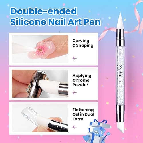 Beetles 3D Gel Nail Art Kit-1oz Clear Solid Builder Nail Gel,5 in 1 Non-Sticky Hand Sculpting Building 3D Nails with Sculpting Pen for Beginner DIY UV Nails Salon at Home,Crystal Orb Gifts for Women thumbnail 6