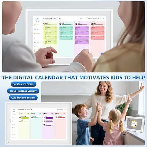 10.1" Digital Calendar, Full HD Smart Display for Family Organizer | Touchscreen Chore Chart, Wall/Desk Mount, Meal & To-Do Lists, Photo Frame, Ideal Gift for Mom & Women thumbnail 3