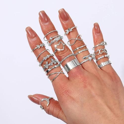CHICUTIE Gold Knuckle Rings Set For Women Stackable Joint Finger Midi Rings Dainty Cubic Crystal Zirconia Simple Hollow Twist Cute Rings Pack Jewelry Gift thumbnail 4