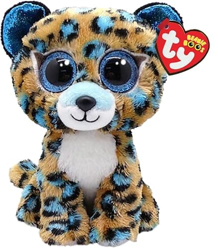 Ty Boo Animals Beanie Boo's-Plush Cobalt The Leopard 15cm-TY36691, TY36691, Beige, Blue, White, Small - Image 1