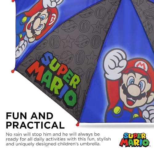 Kids Umbrella, Super Mario, Batman Toddler and Little Boy Rain Wear for Ages 3-6 thumbnail 4