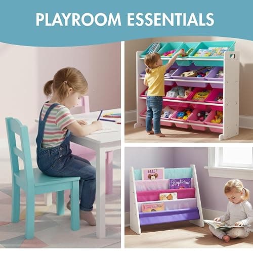 Humble Crew Supersized Toy Storage Organizer with 16 Removable Bins, White/Blue/Pink/Purple – Large Toy Storage for Toddlers Ideal for Kids' Rooms, Playrooms, and Nurseries - Modern Toy Bins for Kids thumbnail 7