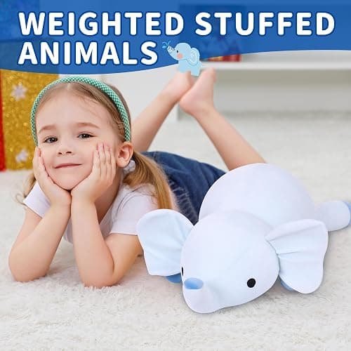 WeBingo Weighted Stuffed Animals, 24" Weighted Elephant Plush Toy 4.2 Lb Soft Pillow Cute Giant Plushie Gifts for Kids & Adults(Elephant) thumbnail 6