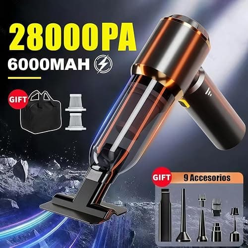 DiliDala Aspirador de Mano, 28000PA Aspiradora de Coche, 4 en 1 Aspirador Coche con Motor Sin Escobillas, 3 Niveles, Mini Aspiradora Sin Cable para Pelo de Mascotas, Coche, Hogar thumbnail 7