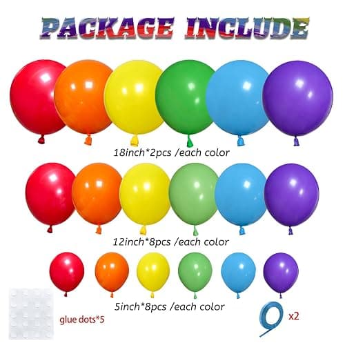 KAWKALSH Rainbow Balloon Arch Kit 111Pcs 18 12 5 Inch Latex Colorful Party Balloons Garland for Birthday Baby Shower Wedding Engagement Anniversary Christmas Party Decorations thumbnail 2