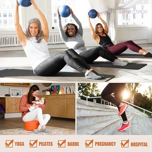 YeuG 4/6 Pairs Pilates Socks for Women - Non Slip Grip Socks for Yoga, Barre, Hospital, Barefoot thumbnail 2