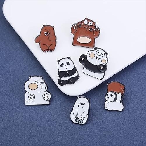 VEINTI+1 Latte Coffee Brooch Set Retro Cartoon Enamel Brooch Pins Set for Unisex Women's Clothing Decorate (Panda&Bear) thumbnail 5