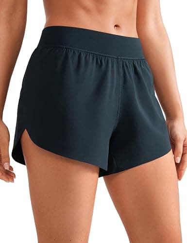 CRZ YOGA Mid Waisted Split Running Shorts for Women 4" - Comfy Mesh Liner for Workout Athletic Gym Track Quick Dry - Image 1