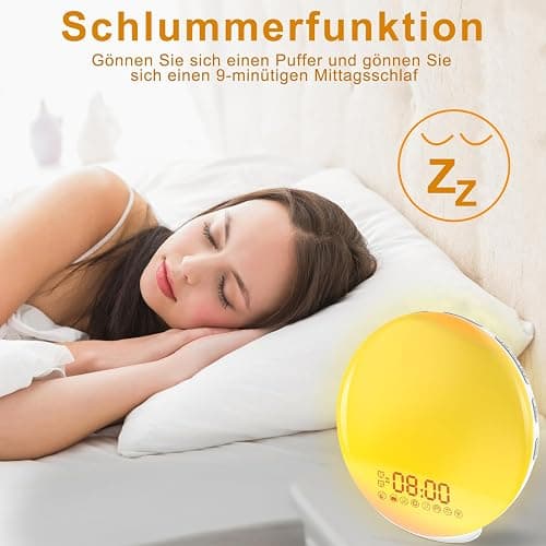 Cadrim Tageslichtwecker Wake Up Licht Lichtwecker Radiowecker Sonnenaufgang Sonnenuntergang mit Dual Wecker, 7 natürlichen Sounds & FM Radio & Snooze Funktion für Erwachsene & Kinder thumbnail 6
