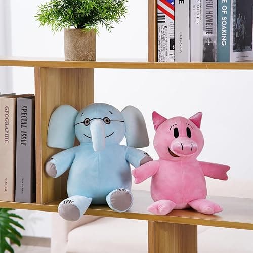 NUWDYSNN Elephant and Piggie Picture Book Plush Toy Fill Plush Toys Set of 2 (Elephant 13in, Piggy11.8in thumbnail 2