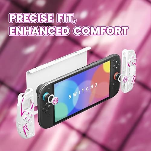 PlayVital Cyber Spider Protective Case for Nintendo Switch 2, Ergonomic Anti-Slip Silicone Grip Covers, Dockable Hard Case Shell for Switch 2 with Joystick Cap & Sticker, Shockproof Skin - White thumbnail 4