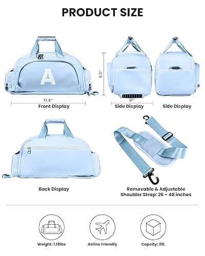 Vogewood Gifts for Teenage Girl, Personalized Gym Bag with Shoe Compartment | Dance Bags, Gymnastics Bag for Girls, Convertible Cheer Bag, Birthday Gift for Daughter Niece Granddaughter (Letter C) thumbnail 3