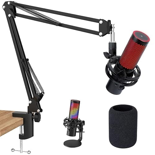 QuadCast 2 Boom Arm, Mic Arm Microphone Arm for HyperX QuadCast 2 with HyperX QuadCast 2 Pop Filter, 3/8" to 5/8" Adapter, by SUNMON - Image 1