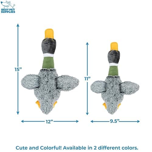 Best Pet Supplies Interactive Squeaky Dog Chew Toy, Ideal Dog Toys for Chewers, Small, Medium & Large Dogs, and Fetch Lovers - Mallard Duck Wing (Gray), Large thumbnail 4