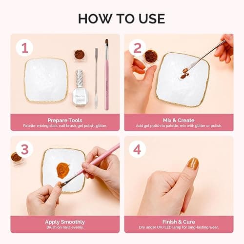 MelodySusie 1PC Square Shape Resin Nail Art Palette, Professional Color Mixing Board for Gel Polish, Acrylics, Pigment Blending, Salon and DIY Makeup Artist Tool, White thumbnail 5
