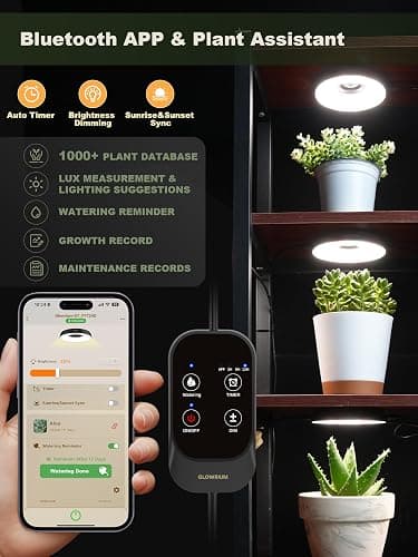 GLOWRIUM Grow Lights for Indoor Plants, Full Spectrum Puck Grow Light with Manual & APP Control, 32W(4 x 8W) Plant Lamp Auto-Timer, Plant Assistant 10 Levels Dimmable for Plant Shelf (4 Packs,Black) thumbnail 2