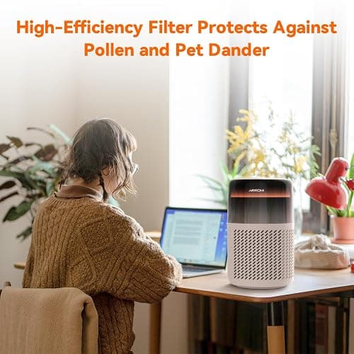 AIRROMI HEPA Air Purifier for Bedroom&Home,Pet Air Purifier for Home Pets,Removes Pet Odor,Cat Litter Smell,Dust,Smoke&Allergies,Quiet Room Air Purifier with Scents,360°Air Cleaner,A2005 Beige thumbnail 7