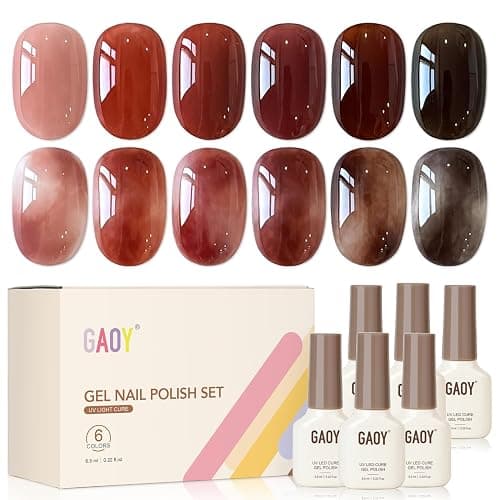 GAOY Tortoise Jelly Gel Nail Polish Set, 6 Colors Red Brown Sheer UV Gel | Blooming Effect, Buildable Color, UV Lamp Required, Long Lasting, Easy to Apply, Salon Manicure at Home - Image 1