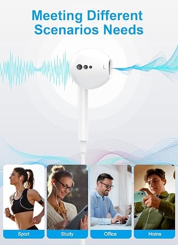 USB C Headphones for iPhone 17 16 15, Wired Earbuds with Microphone & Volume Control, Nosie Reduction Headset, iPhone Earphones Wired for Apple, Android, iPad,Galaxy S25 S24 Ultra, Pixel 9 【2 Packs】 thumbnail 7