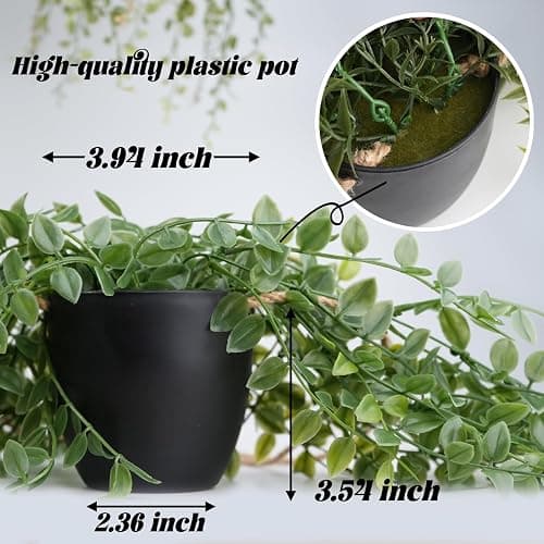 PENGYEE 3 Packs Fake Hanging Plants with Black Pots, 20" Artificial Hanging Plants for Wall Decor, Fake Fern Plants Mandala Vine for Home Bathroom Bedroom Kitchen Office Room Decor thumbnail 6