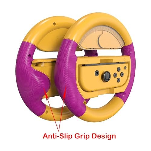 COODIO Volant Pro Switch, Steering Wheel Joy-Con, Prise Confortable Volant de Course Pour Mario Kart 8 Deluxe / Nintendo Switch & Modèle OLED, Violet Néon / Orange Néon (Pack de 2) thumbnail 3