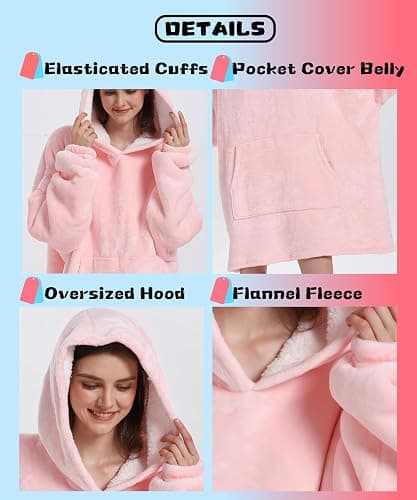 Solvienne Wearable Blanket Hoodie Men Women Oversized Flannel Sweatshirt thumbnail 5