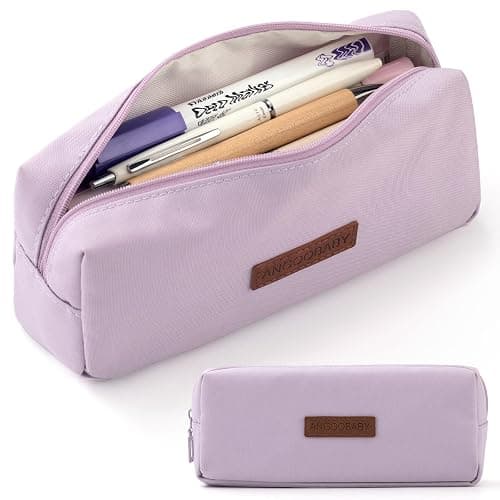 ANGOOBABY Small Pencil Case Student Pencil Pouch Coin Pouch Cosmetic Bag Office Stationery Organizer for Teen School-Purple - Image 1