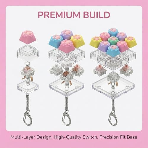 yuyingji Keyboard Fidget Keychain Set - Creamy Mini Keycap Clicker with Mechanical Feel, Sensory Stress Relief for Adults & Teens, Office Desk Gift Set thumbnail 5