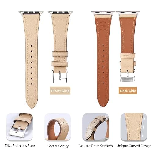 HANDODO Italian Genuine Leather Band Women for Apple Watch Series 10 9 8 7 6 5 4 3 2 1 SE SE2 Ultra 2, SGS Certified Dressy Bracelet Cute Strap for iWatch 38mm 40mm 41mm 42mm 44mm 45mm 46mm 49mm thumbnail 3
