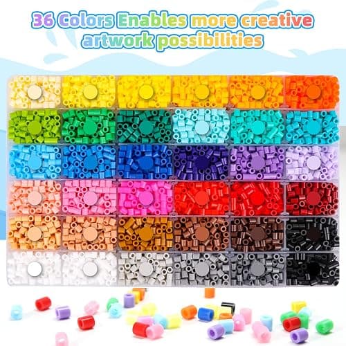 Meland Fuse Beads Kit - 11,000 pcs 36 Color Beads for Craft for Girls Age 5-12 Year Old,5MM Melty Beads Set Including 5 Pegboards, Ironing Paper & Chain Accessories Iron Beads Christmas Birthday Gift thumbnail 7