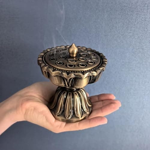 Wavedolphin Porte Encens,Design Fleur de Lotus en Métal,Bruleur Encens pour Méditation,Yoga,Zen,Aromathérapie thumbnail 5