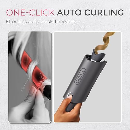 TYMO Automatic Rotating Curling Iron - TYMO CURLPRO Beach Waves Curling Wand, Portable Hair Curler, 500 Million Ionic, Dual Voltage & Lightweight for Travel, Ceramic Coating, 1 Inch, Metallic Gray thumbnail 2
